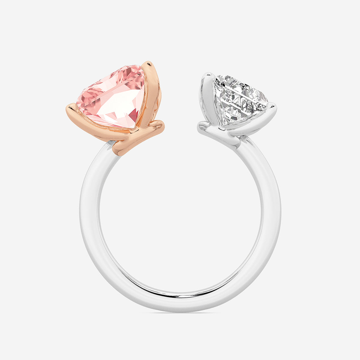 Lynn Two-Stone Fancy Pink Radiant Diamond Ring