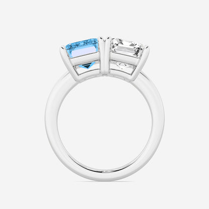 Regina Two-Stone Fancy Blue Emerald Diamond Ring