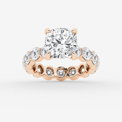 Yena Cushion Diamond Solitaire Eternity Engagement Ring in 14K Rose Gold - 6.75 CTW