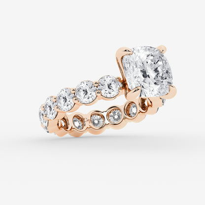 Yena Cushion Diamond Solitaire Eternity Engagement Ring in 14K Rose Gold - 6.75 CTW