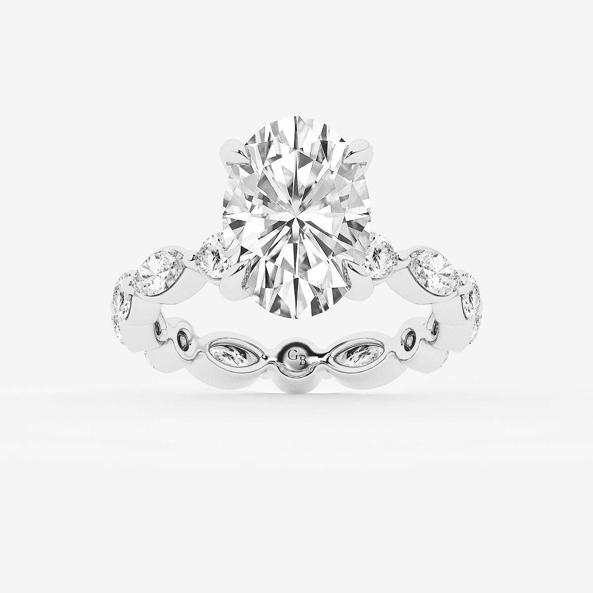 Nika Oval Diamond Solitaire Eternity Engagement Ring in Platinum - 5.625 CTW