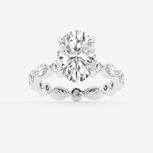 Nika Oval Diamond Solitaire Eternity Engagement Ring in Platinum - 5.625 CTW