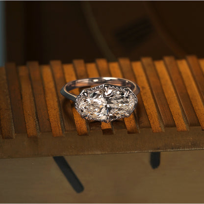 Laila Moval Diamond Vintage Solitaire Engagement Ring in 14K White Gold - 2 CTW