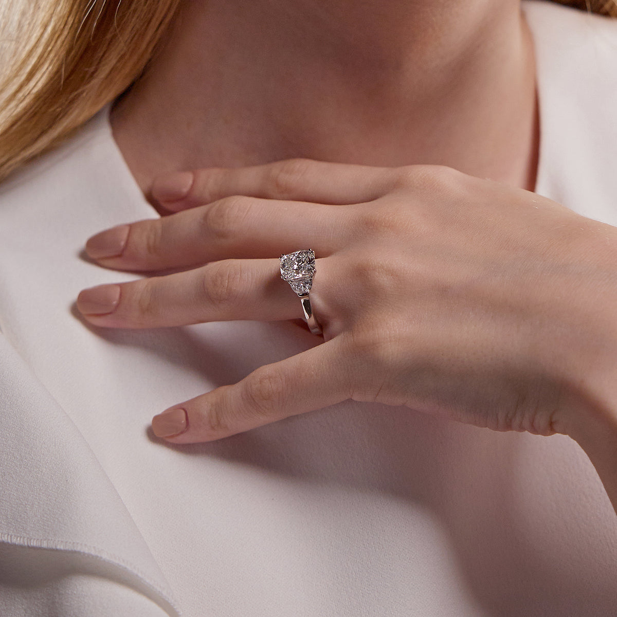 Doris Cushion Diamond Engagement Ring with Half-Moon Sides