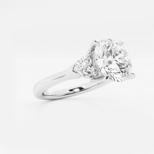 Bia Round Diamond Engagement Ring with Pear Sides