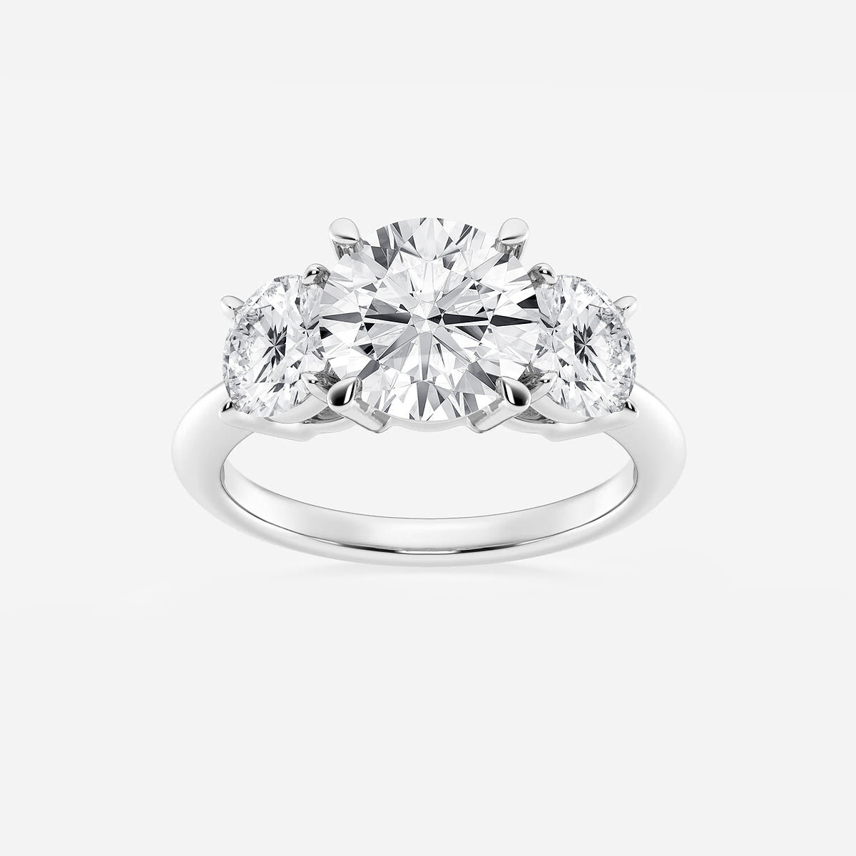 Athena Round Diamond Three Stone Ring in 18K White Gold - 4 CTW