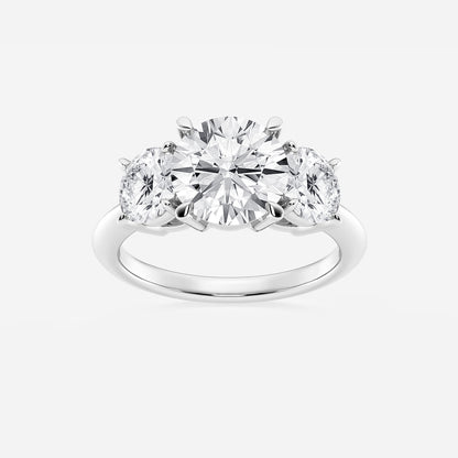 Athena Round Diamond Three Stone Ring in 18K White Gold - 4 CTW