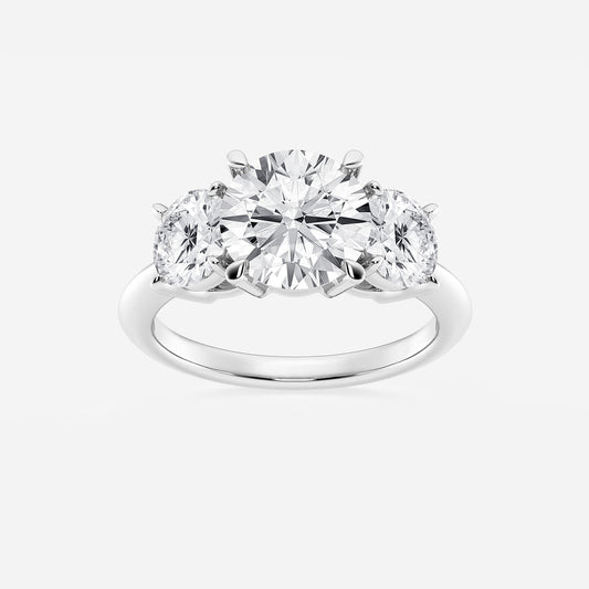 Athena Round Diamond Three Stone Ring in 18K White Gold - 4 CTW