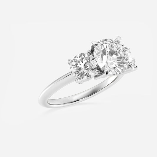 Athena Round Diamond Three Stone Ring in 18K White Gold - 4 CTW