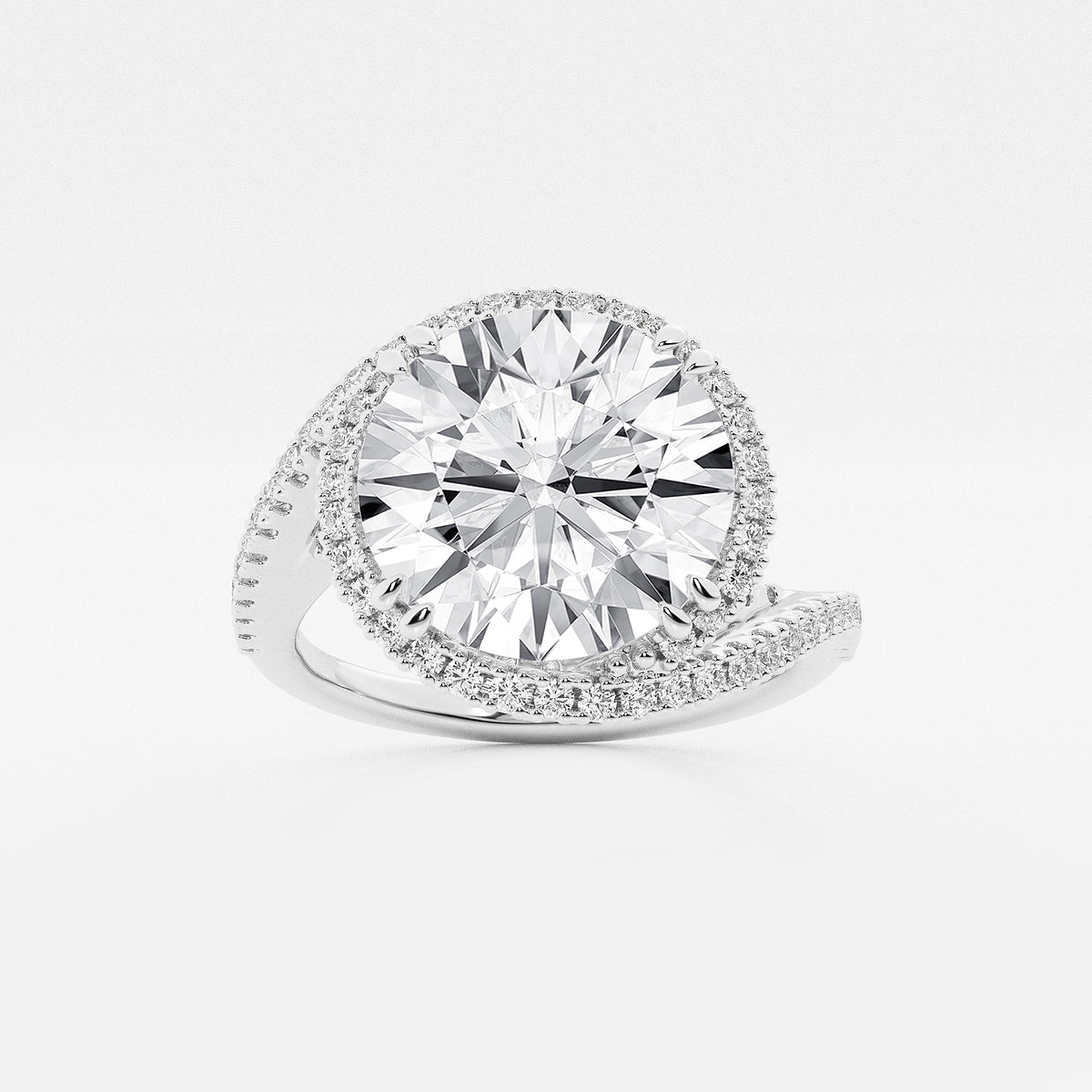 Aquila Round Diamond Bypass Engagement Ring in Platinum - 5.5 CTW