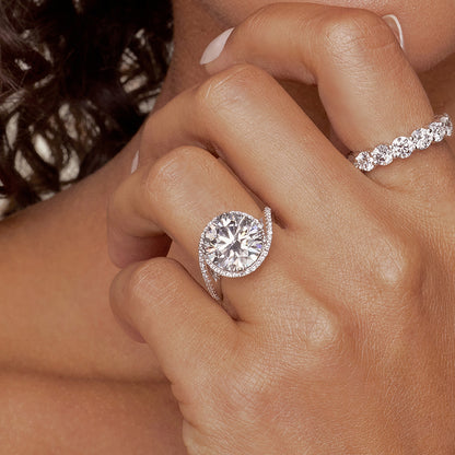Aquila Round Diamond Bypass Engagement Ring in Platinum - 5.5 CTW