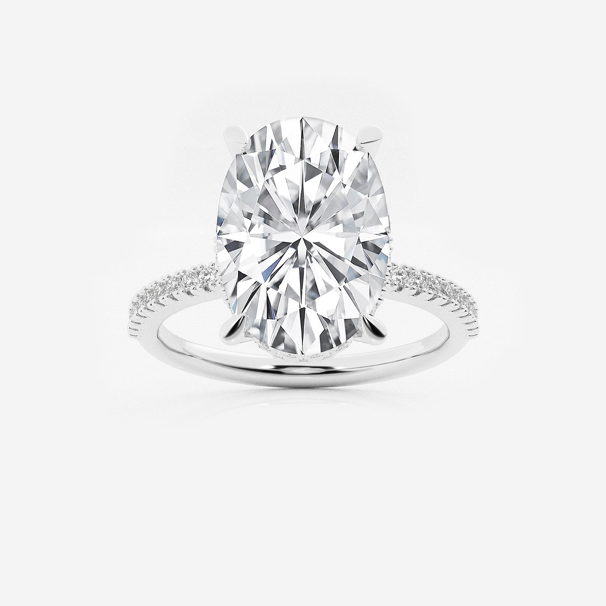 Emrey Oval Diamond Side Stone Engagement Ring in 18K White Gold - 4.33 CTW