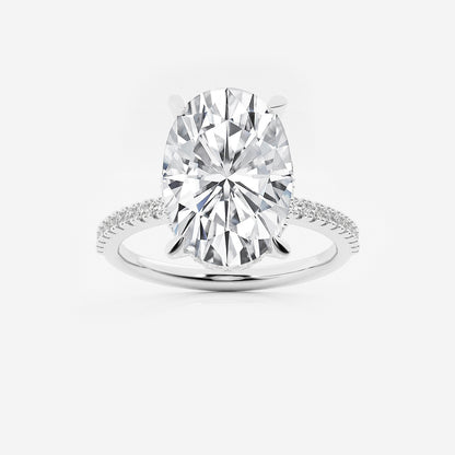 Emrey Oval Diamond Side Stone Engagement Ring in 18K White Gold - 4.33 CTW