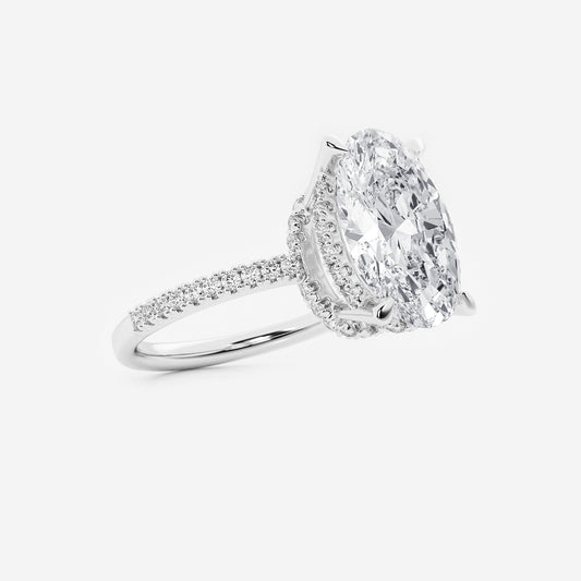 Emrey Oval Diamond Side Stone Engagement Ring in 18K White Gold - 4.33 CTW