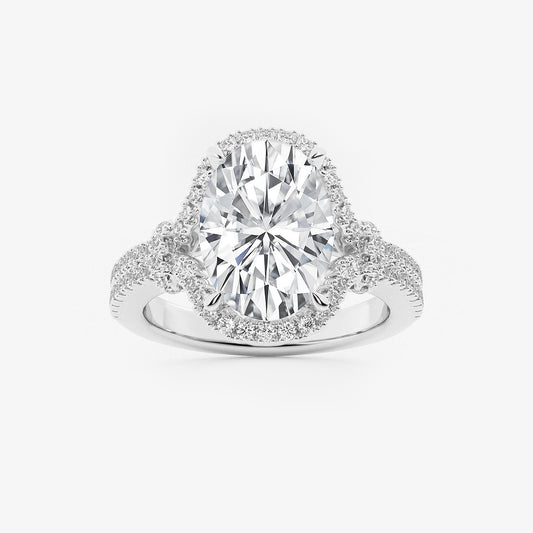 Sara Oval Diamond Side Stone Engagement Ring