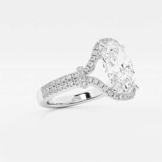 Sara Oval Diamond Side Stone Engagement Ring