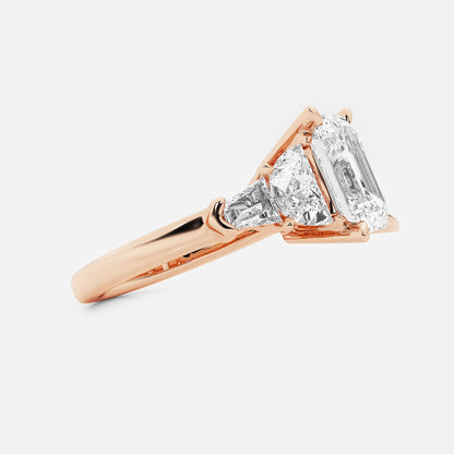 Samara Radiant Diamond Engagement Ring with Half-Moon & Baguette Sides