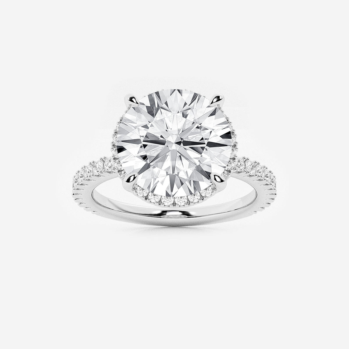 Suan Round Diamond Side Stone Engagement Ring in 18K White Gold - 3.5 CTW