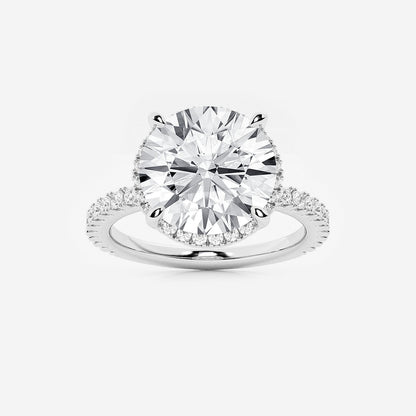Suan Round Diamond Side Stone Engagement Ring in 18K White Gold - 3.5 CTW