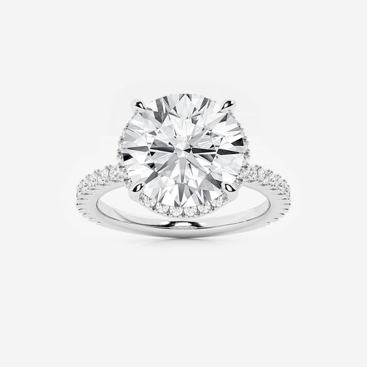 Suan Round Diamond Side Stone Engagement Ring in 18K White Gold - 3.5 CTW