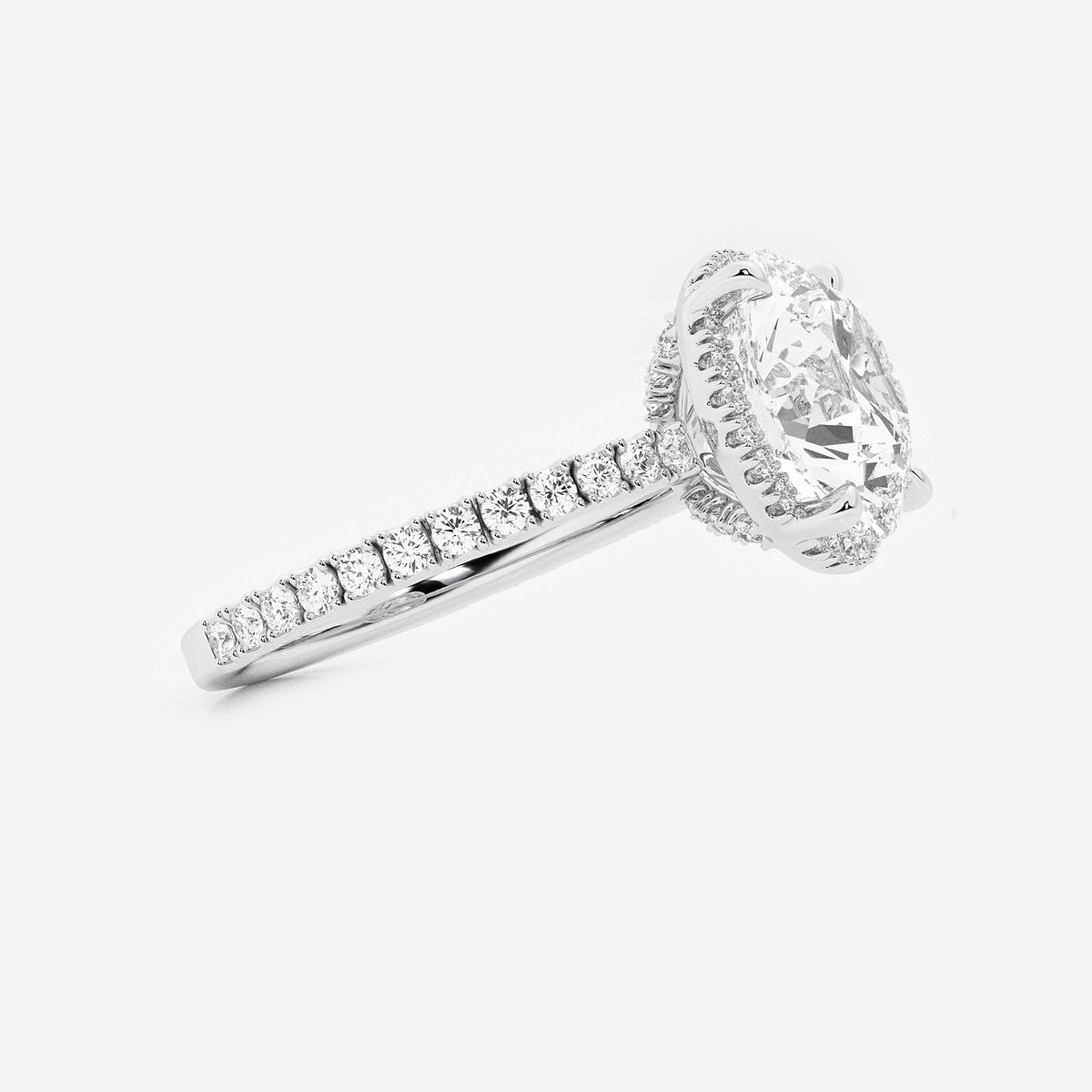 Suan Round Diamond Side Stone Engagement Ring in 18K White Gold - 3.5 CTW