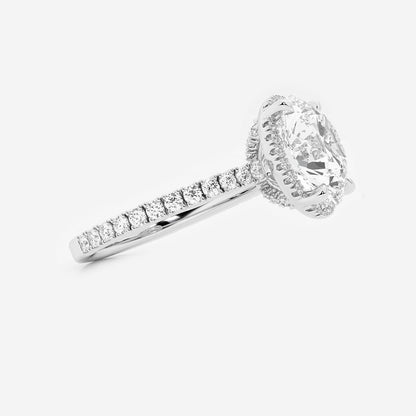 Suan Round Diamond Side Stone Engagement Ring in 18K White Gold - 3.5 CTW