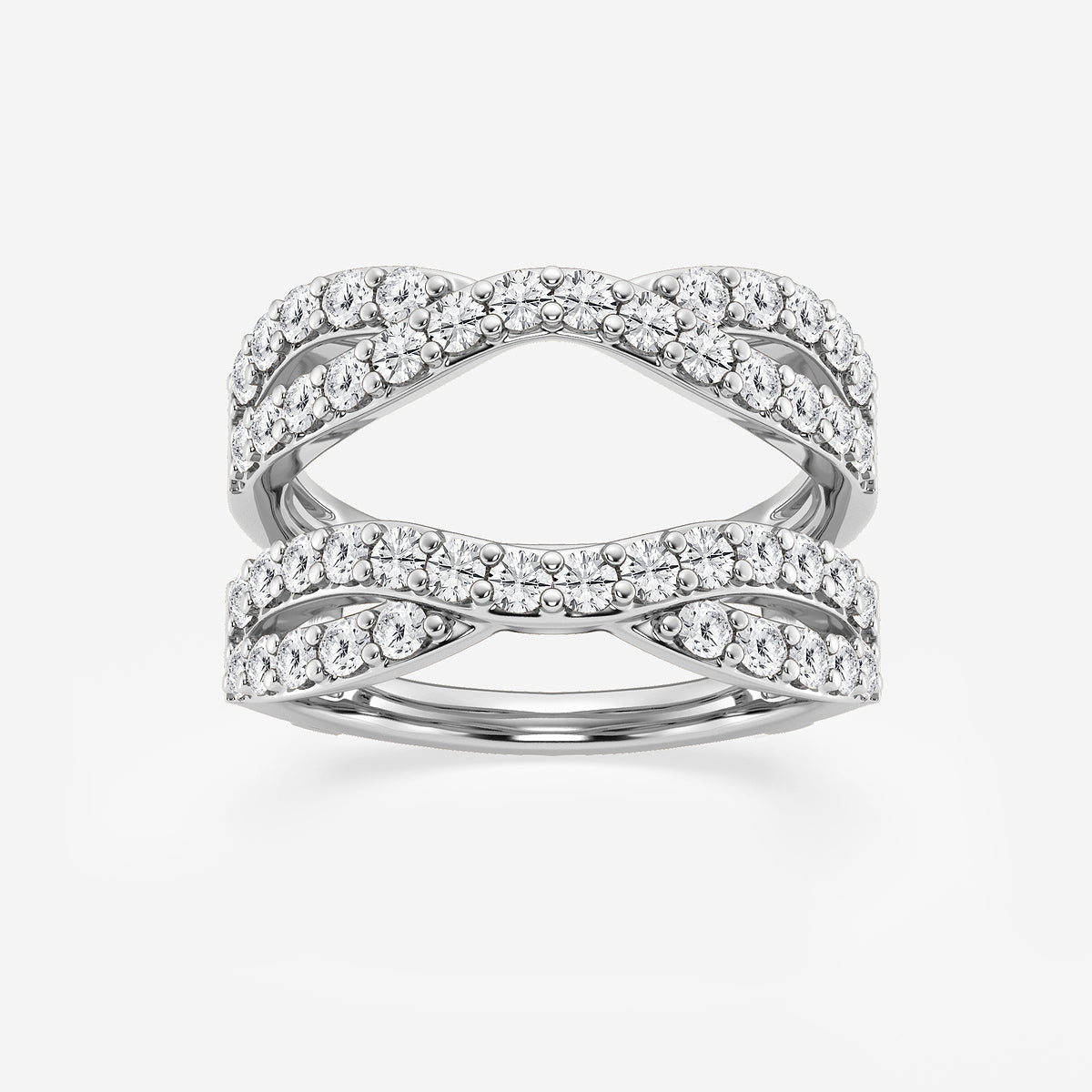 Vera 1 1/2 ctw Round Lab Grown Diamond Crossover Ring Enhancer    14K White Gold, DE, VS1