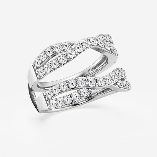 Vera 1 1/2 ctw Round Lab Grown Diamond Crossover Ring Enhancer    14K White Gold, DE, VS1