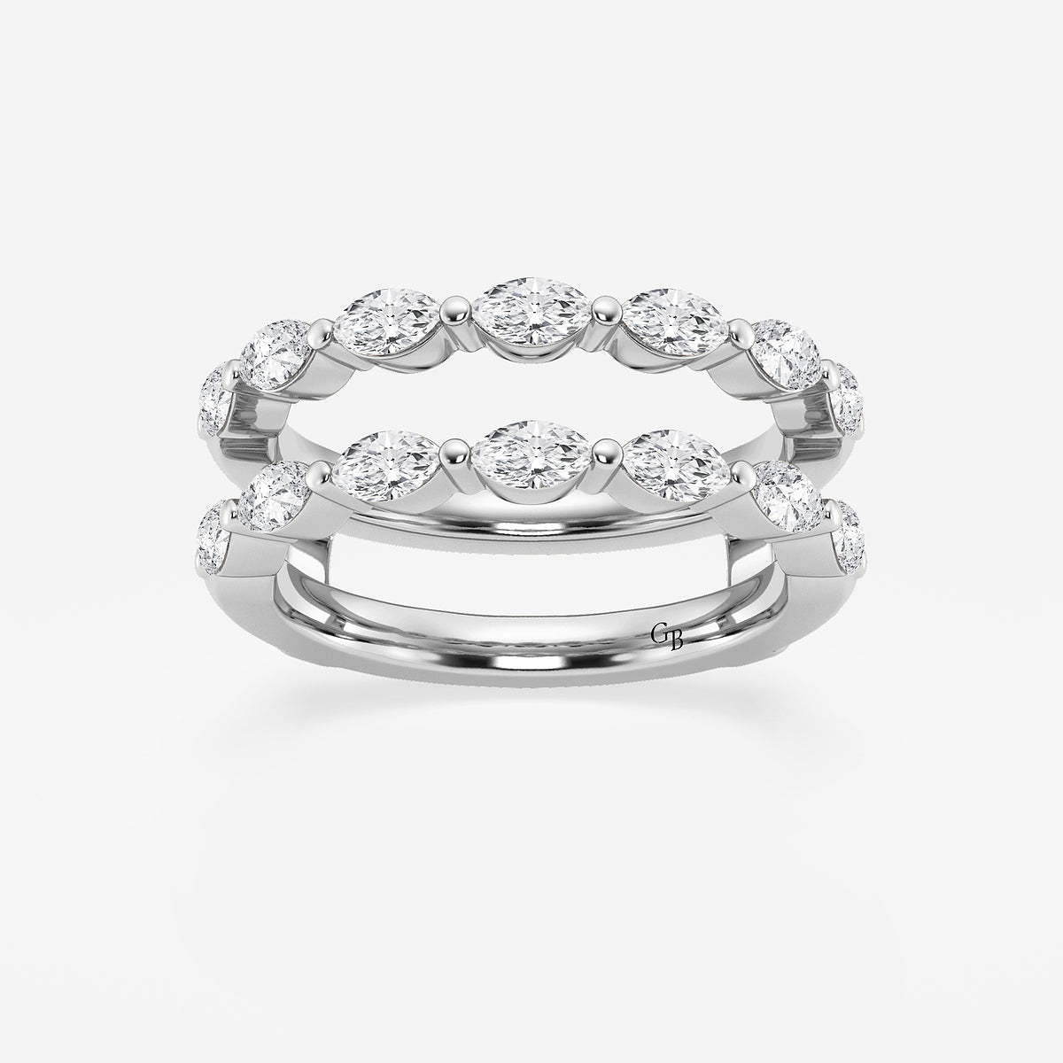 Noelle 1 1/4 ctw Marquise Lab Grown Diamond Double Row Ring Enhancer    14K White Gold, DE, VS1