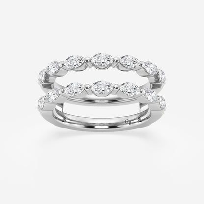 Noelle 1 1/4 ctw Marquise Lab Grown Diamond Double Row Ring Enhancer    14K White Gold, DE, VS1