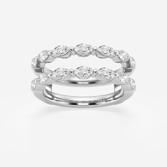 Noelle 1 1/4 ctw Marquise Lab Grown Diamond Double Row Ring Enhancer    14K White Gold, DE, VS1