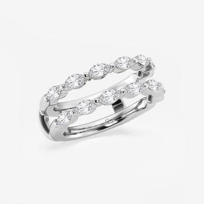 Noelle 1 1/4 ctw Marquise Lab Grown Diamond Double Row Ring Enhancer    14K White Gold, DE, VS1