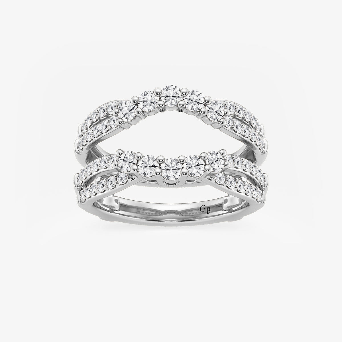 Camila 1 ctw Round Lab Grown Diamond Graduated Crossover Ring Enhancer    14K White Gold, DE, VS1