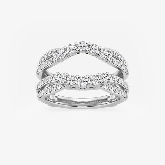 Camila 1 ctw Round Lab Grown Diamond Graduated Crossover Ring Enhancer    14K White Gold, DE, VS1