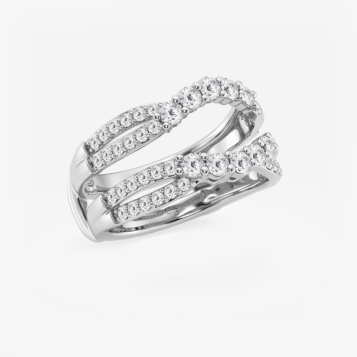 Camila 1 ctw Round Lab Grown Diamond Graduated Crossover Ring Enhancer    14K White Gold, DE, VS1