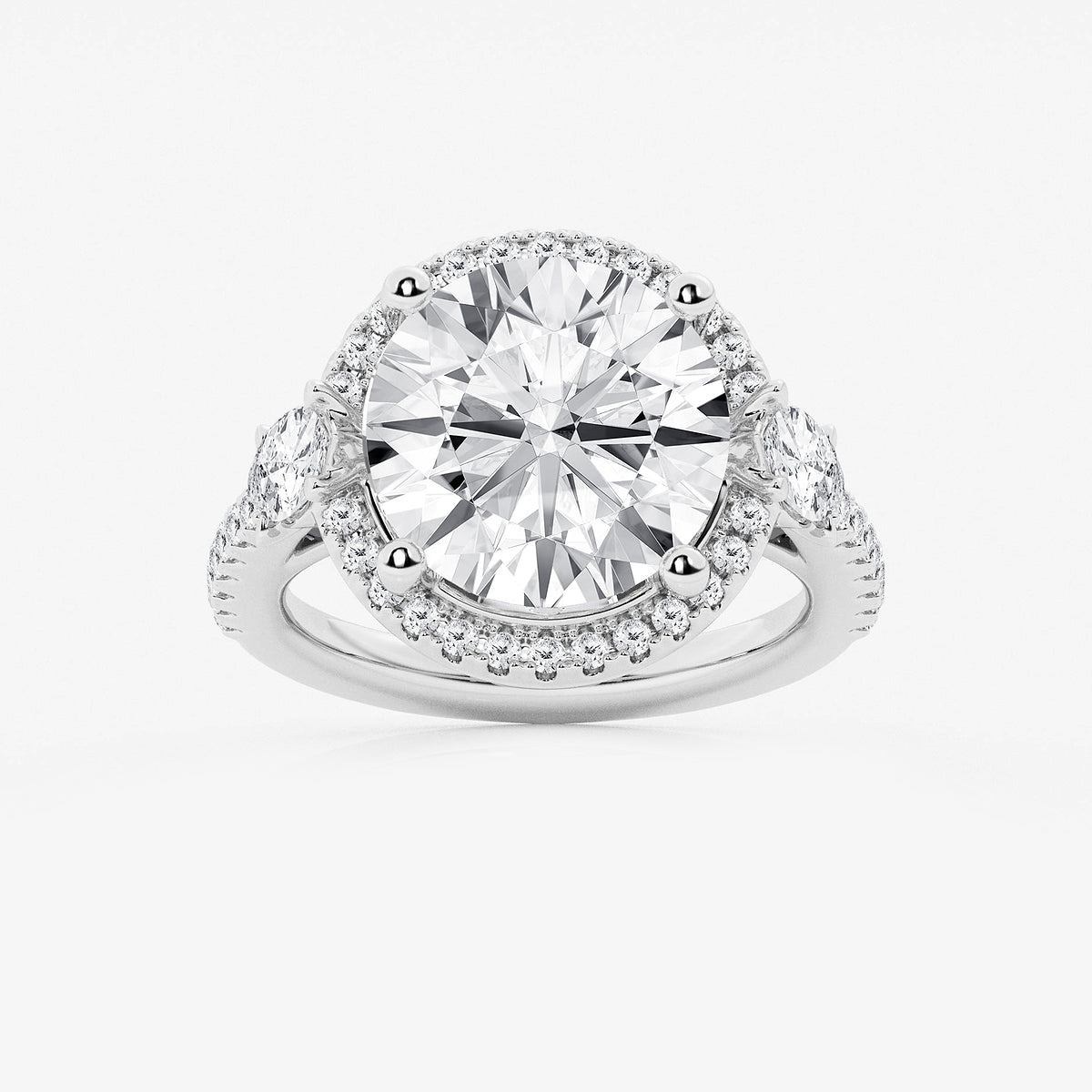 Sunlight Round Diamond Halo Engagement Ring in Platinum - 8 CTW
