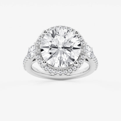 Sunlight Round Diamond Halo Engagement Ring in Platinum - 8 CTW