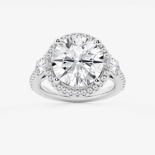 Sunlight Round Diamond Halo Engagement Ring in Platinum - 8 CTW
