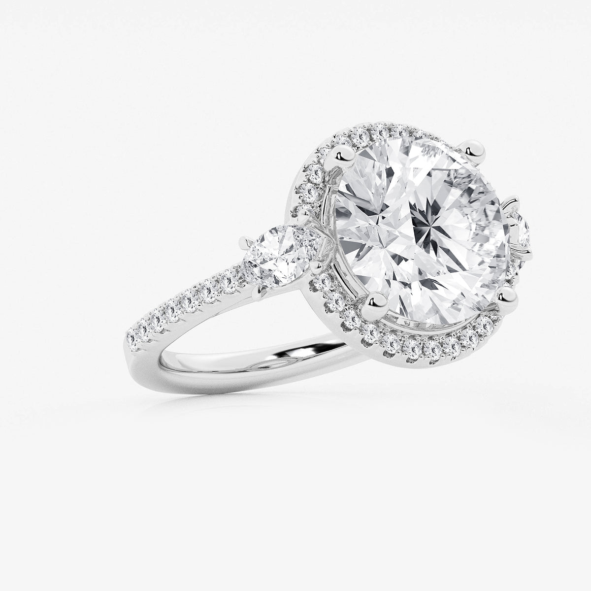 Sunlight Round Diamond Halo Engagement Ring in Platinum - 8 CTW