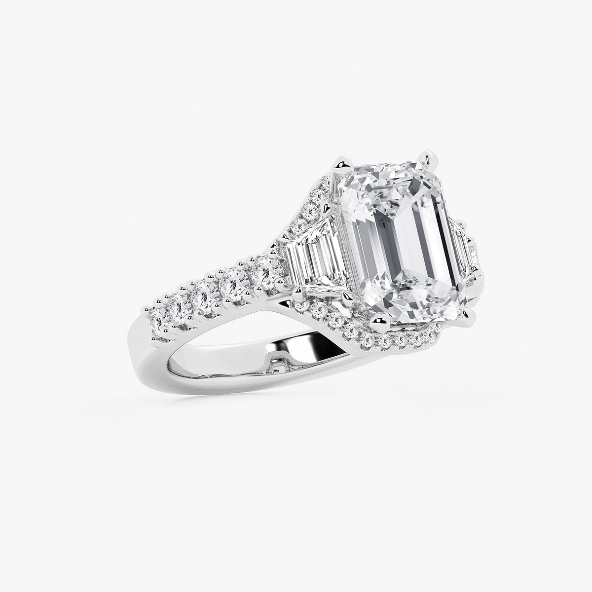 Juliette Emerald Diamond Side Stone Ring