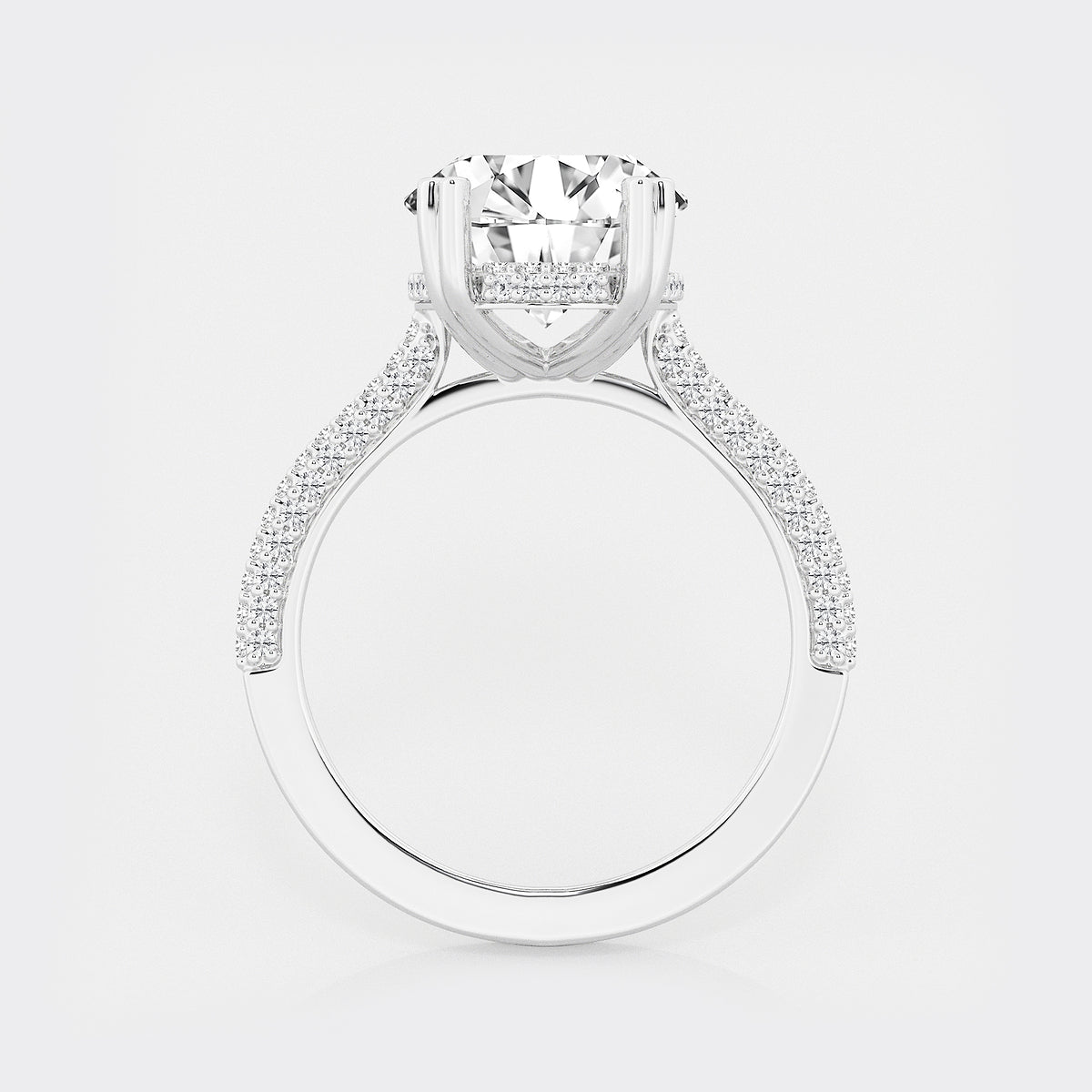 Lyra 4 1/2 ctw Oval Lab Grown Diamond Double Prong Hidden Halo Engagement Ring