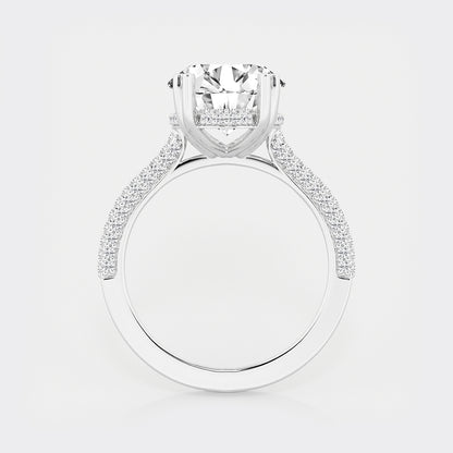 Lyra 4 1/2 ctw Oval Lab Grown Diamond Double Prong Hidden Halo Engagement Ring