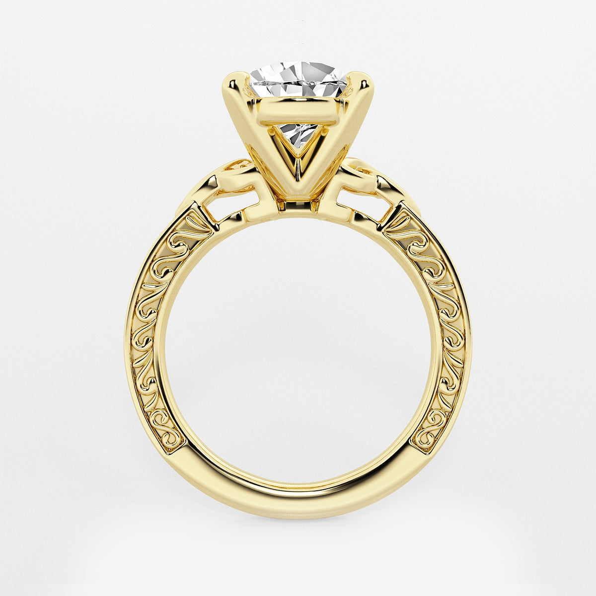 Julian Pear Diamond Celtic Side Stone Ring in 14K Yellow Gold - 3.05 CTW