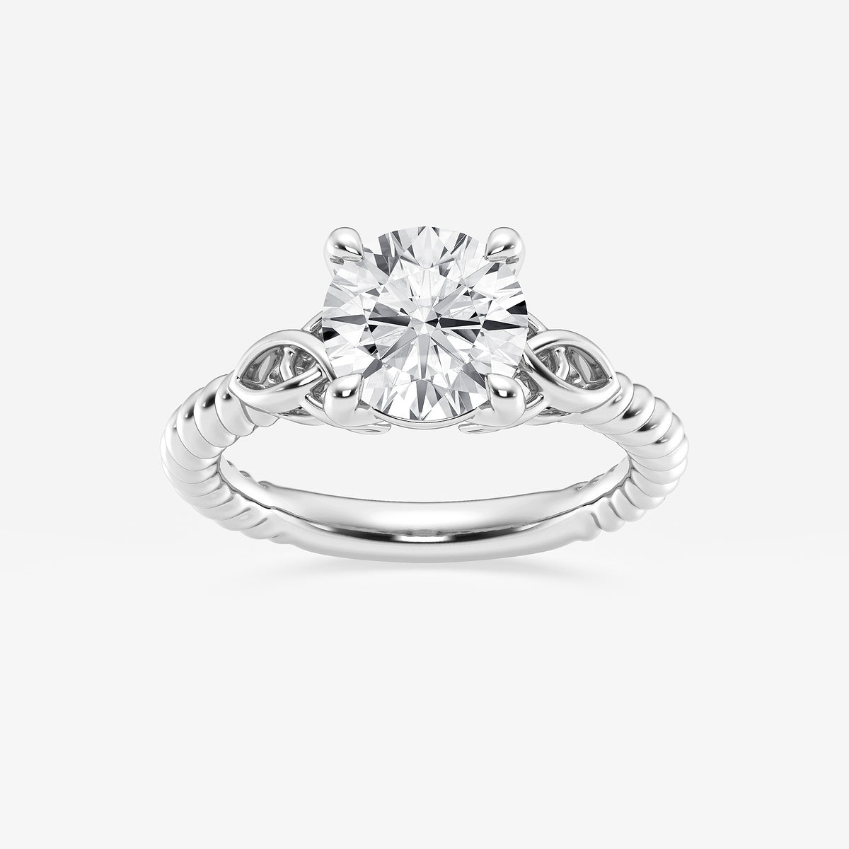 Gilda Round Diamond Celtic Twist Solitaire Ring in 14K White Gold - 2 CTW