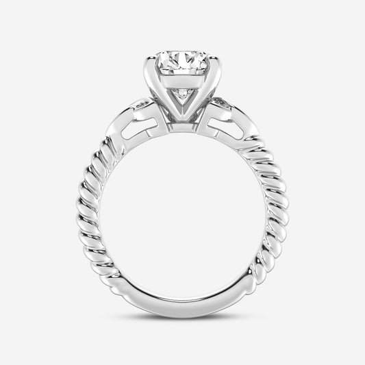 Gilda Round Diamond Celtic Twist Solitaire Ring in 14K White Gold - 2 CTW