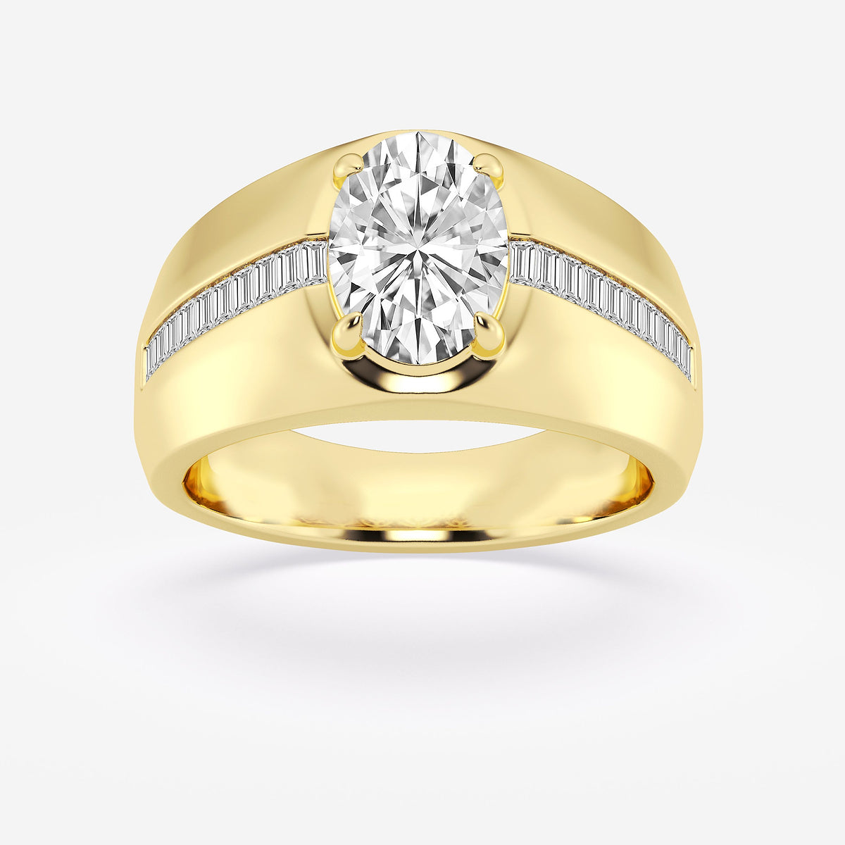 Gold ring with a diamond on a white background