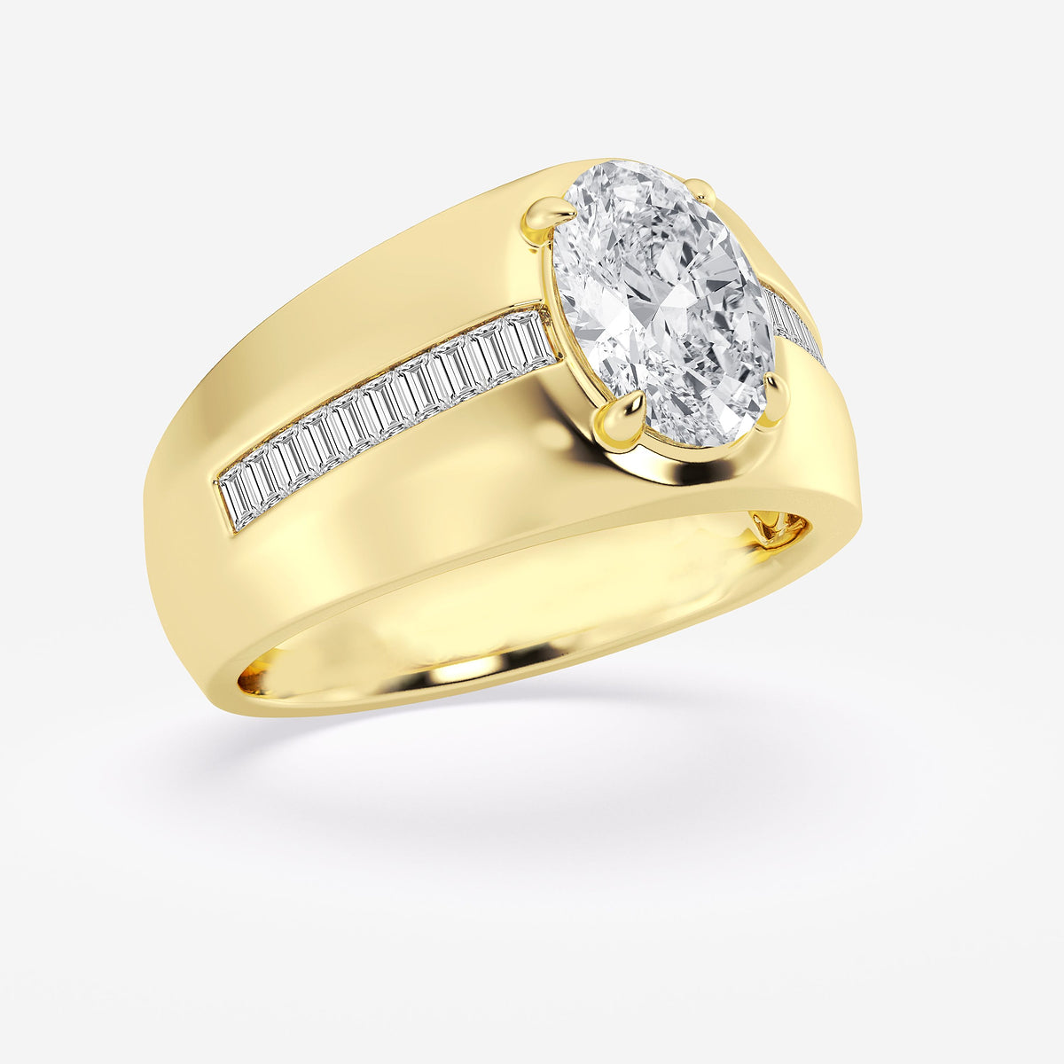 Liza Oval Diamond Side Stone Engagement Ring