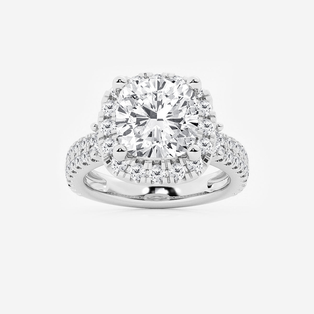 Marbella Cushion Diamond Double Row Halo Ring in Platinum - 6.33 CTW