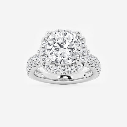 Marbella Cushion Diamond Double Row Halo Ring in Platinum - 6.33 CTW