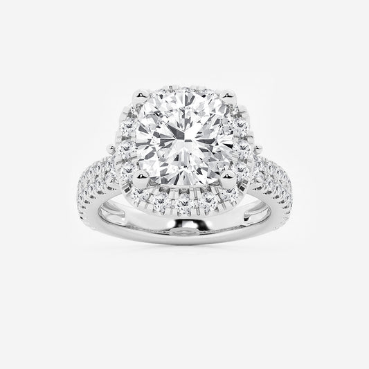 Marbella Cushion Diamond Double Row Halo Ring in Platinum - 6.33 CTW